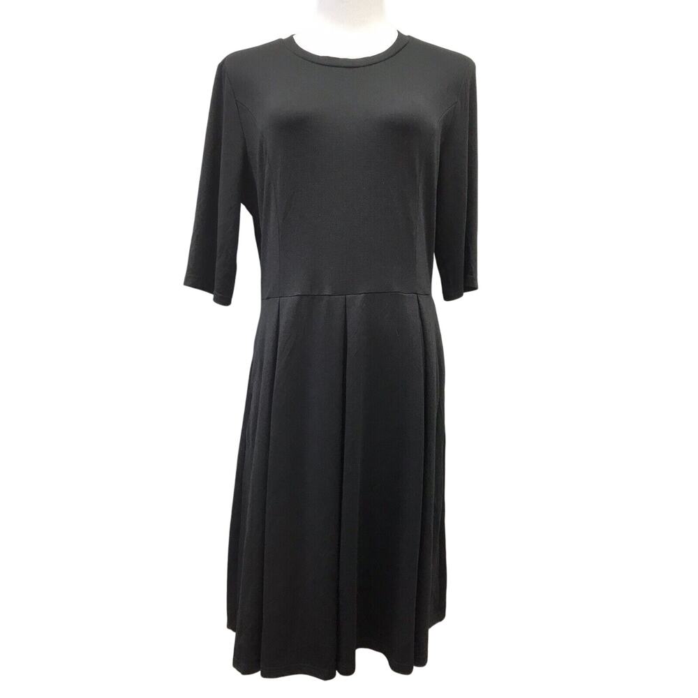 Oxiuly Fashion Dress Womens XL Midi Black Pockets